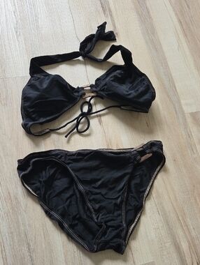 Black Halter Bikini Set - Women Swim